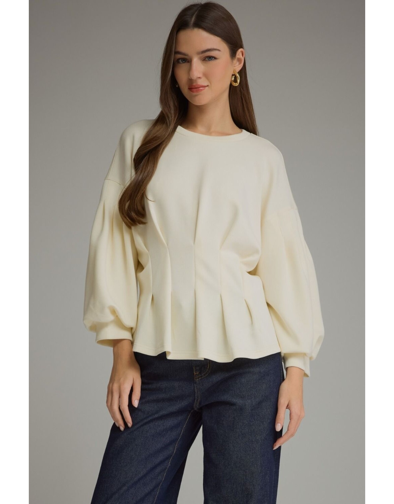 Saylor Solid Pleated Waist Top