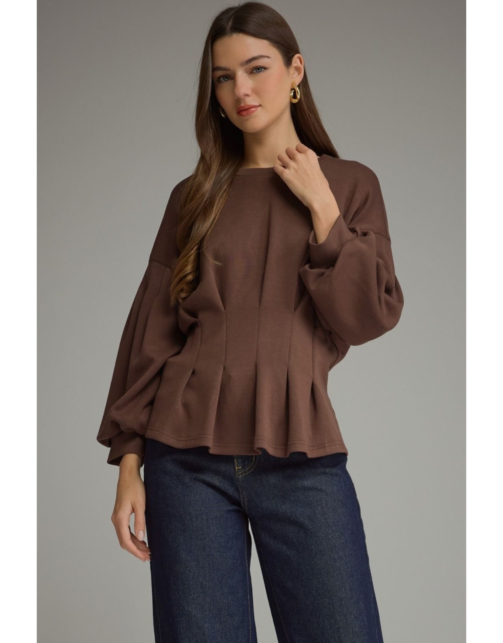 Saylor Solid Pleated Waist Top
