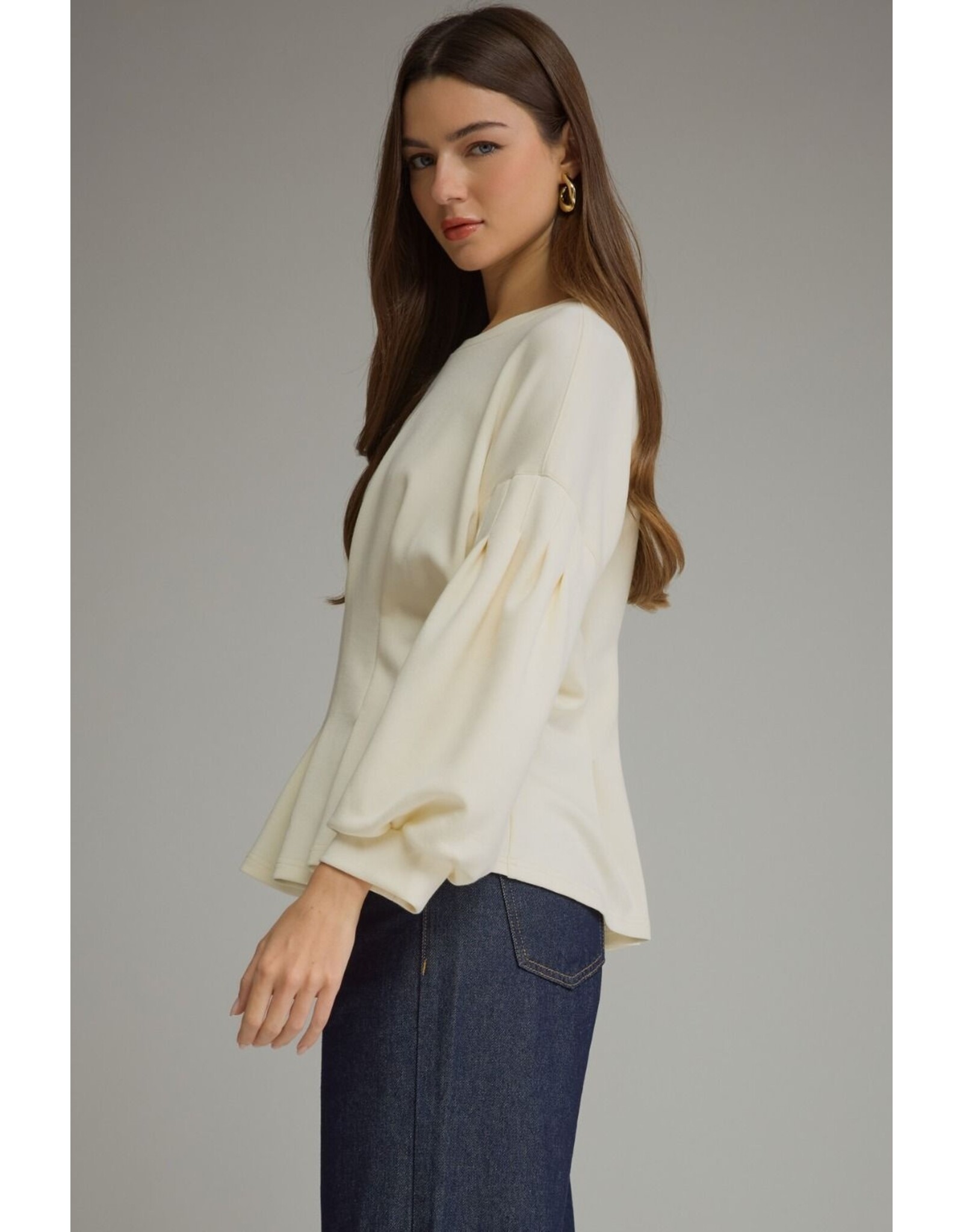 Saylor Solid Pleated Waist Top