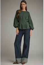 Saylor Solid Pleated Waist Top