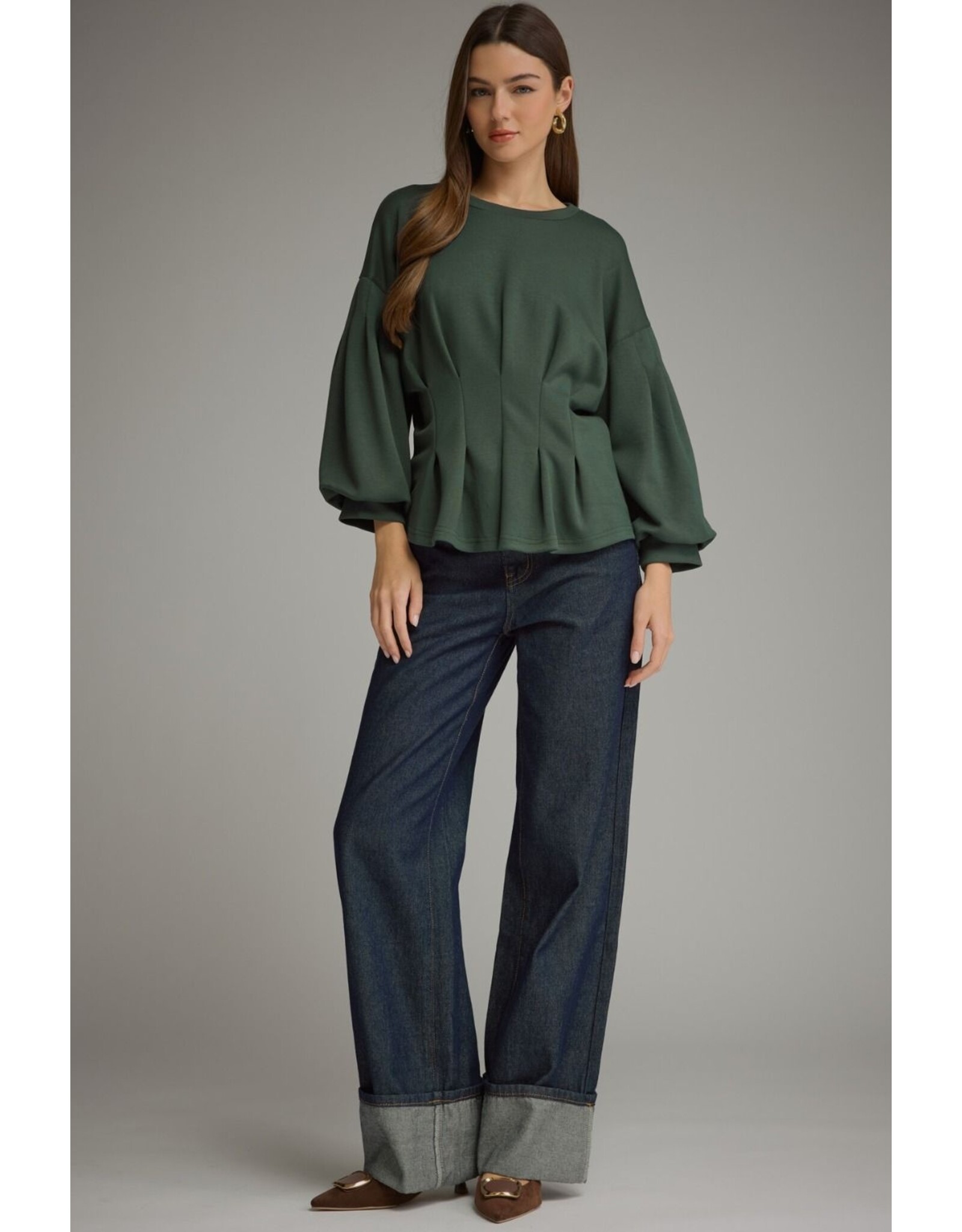 Saylor Solid Pleated Waist Top