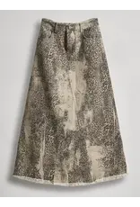 Leopard Print Denim Maxi Skirt