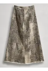 Leopard Print Denim Maxi Skirt