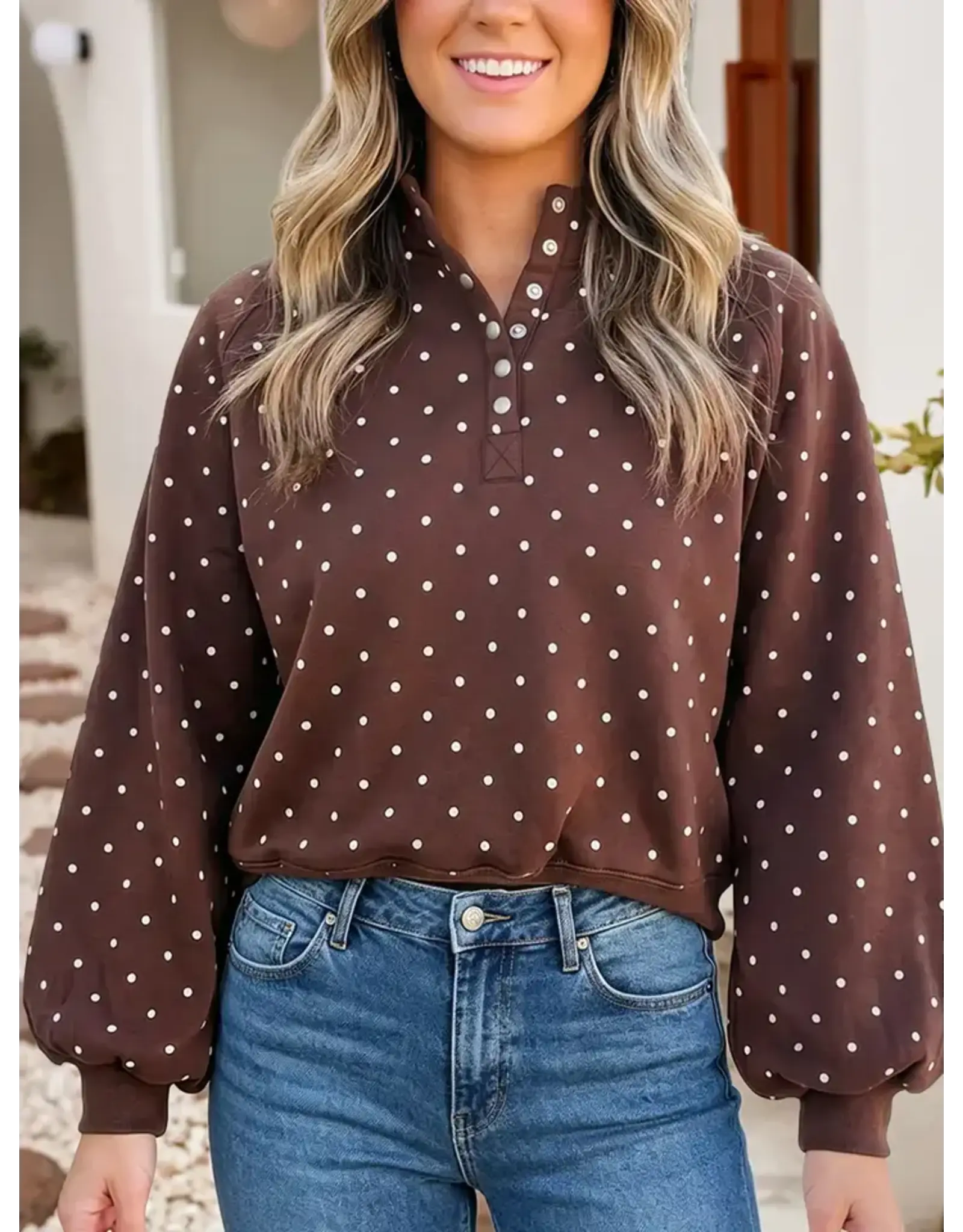 Patty Polka Dot Brown Pullover