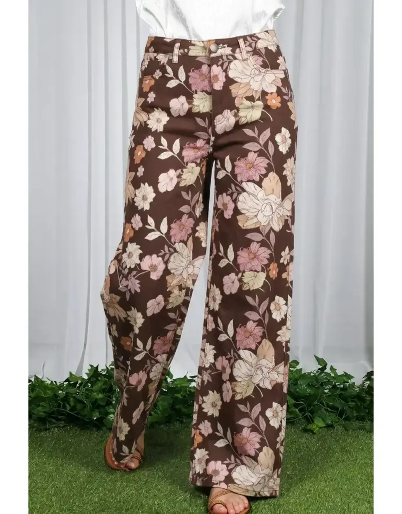 Victoria Brown Floral Print Jeans