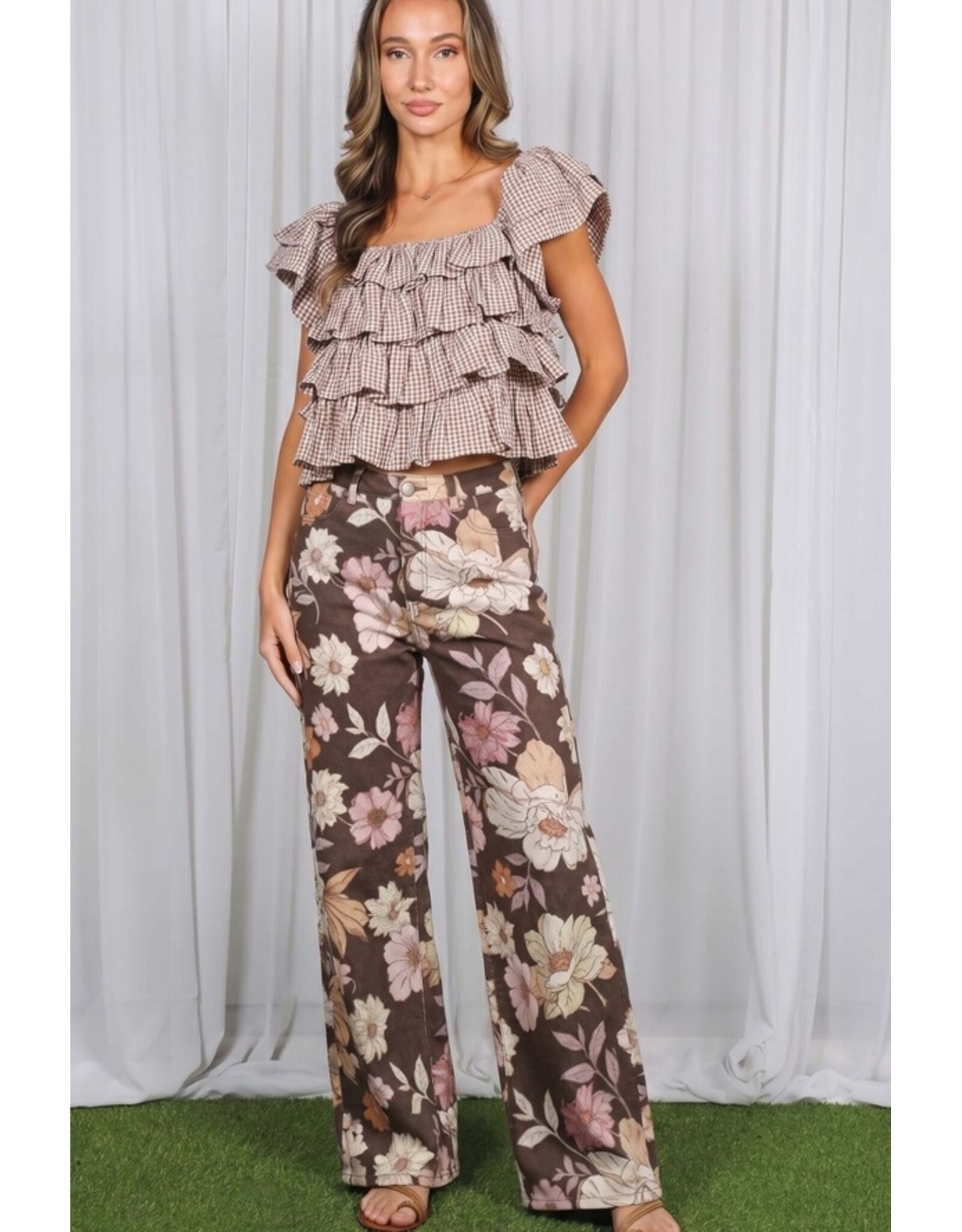Victoria Brown Floral Print Jeans