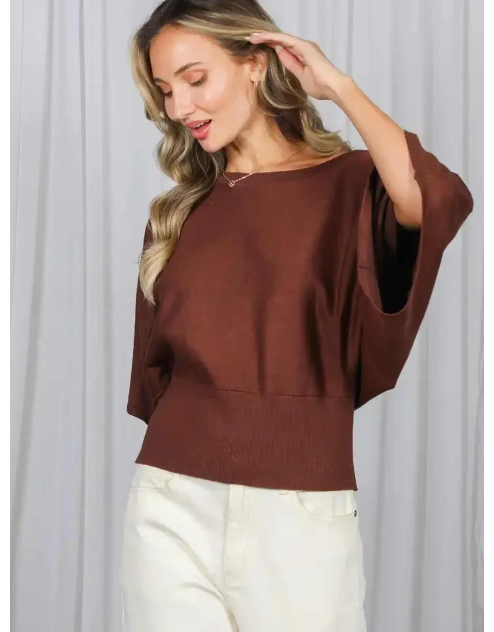 Valena Dolman Sleeve Knit Sweater
