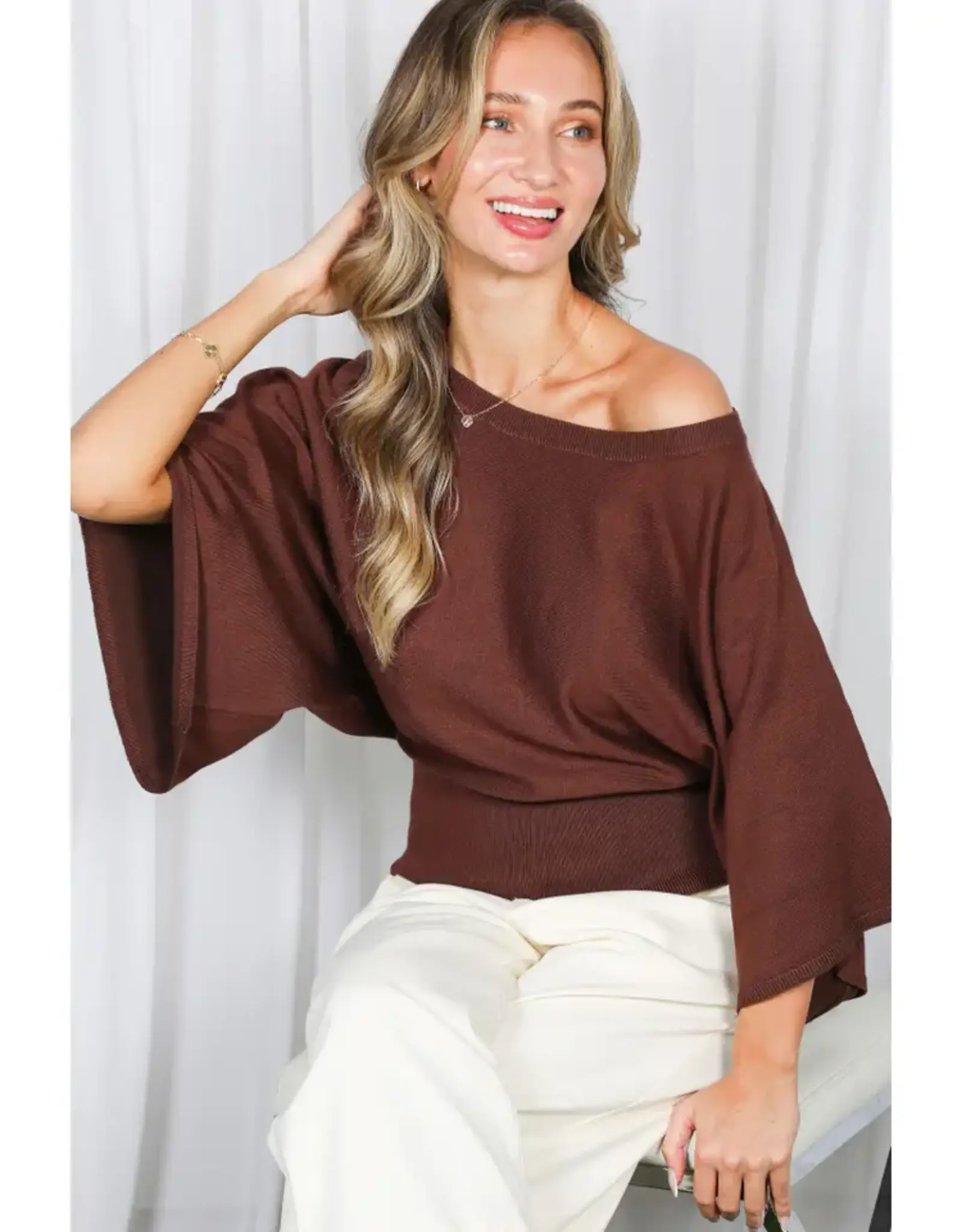 Valena Dolman Sleeve Knit Sweater