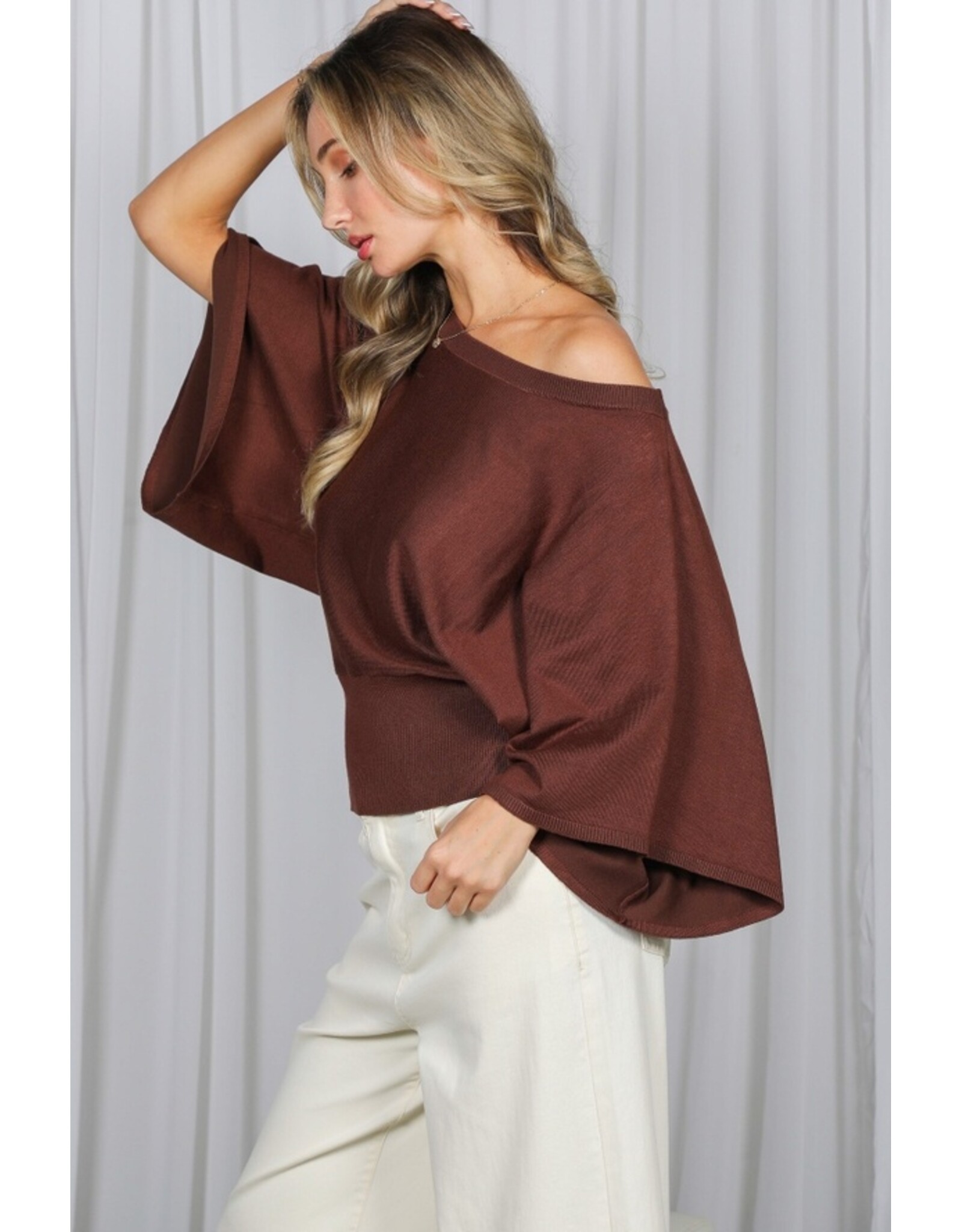 Valena Dolman Sleeve Knit Sweater