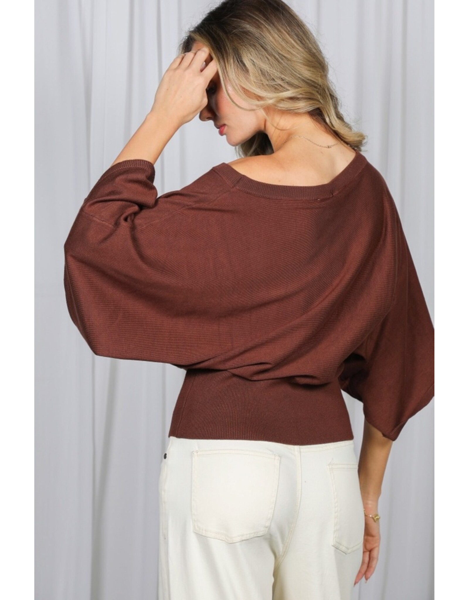 Valena Dolman Sleeve Knit Sweater