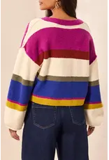 Tribal Tribal Puff SLeave Sweater Cardigan Cream Multi
