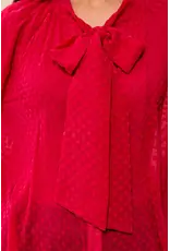 Tribal Tribal Chiffon Swiss Dot Bow Tie Neck Blouse Jazzy