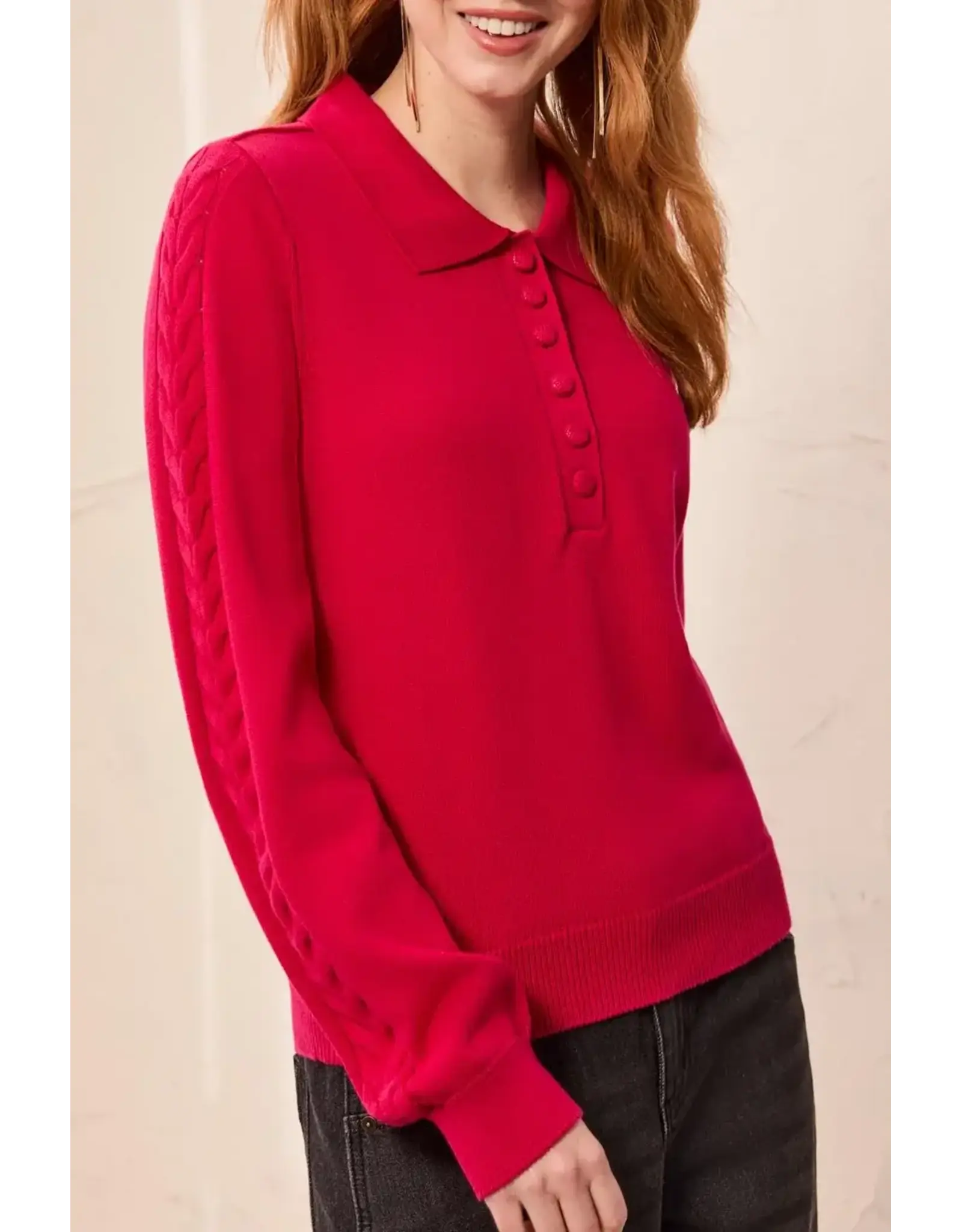 Tribal Tribal L/S Sweater w/Cable Details Jazzy