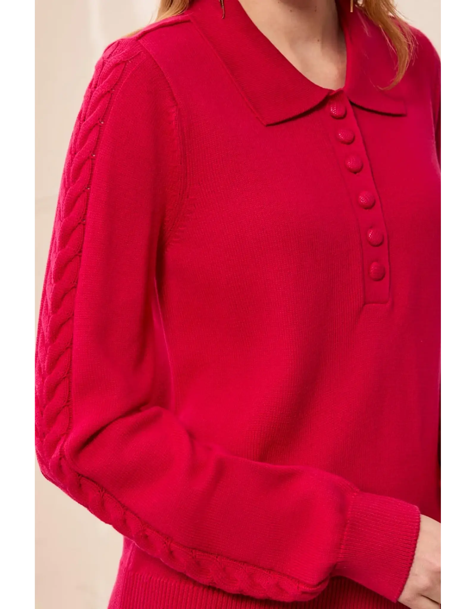 Tribal Tribal L/S Sweater w/Cable Details Jazzy