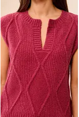 Tribal Tribal Split Crew Neck Sleeveless Sweater Nostalgia
