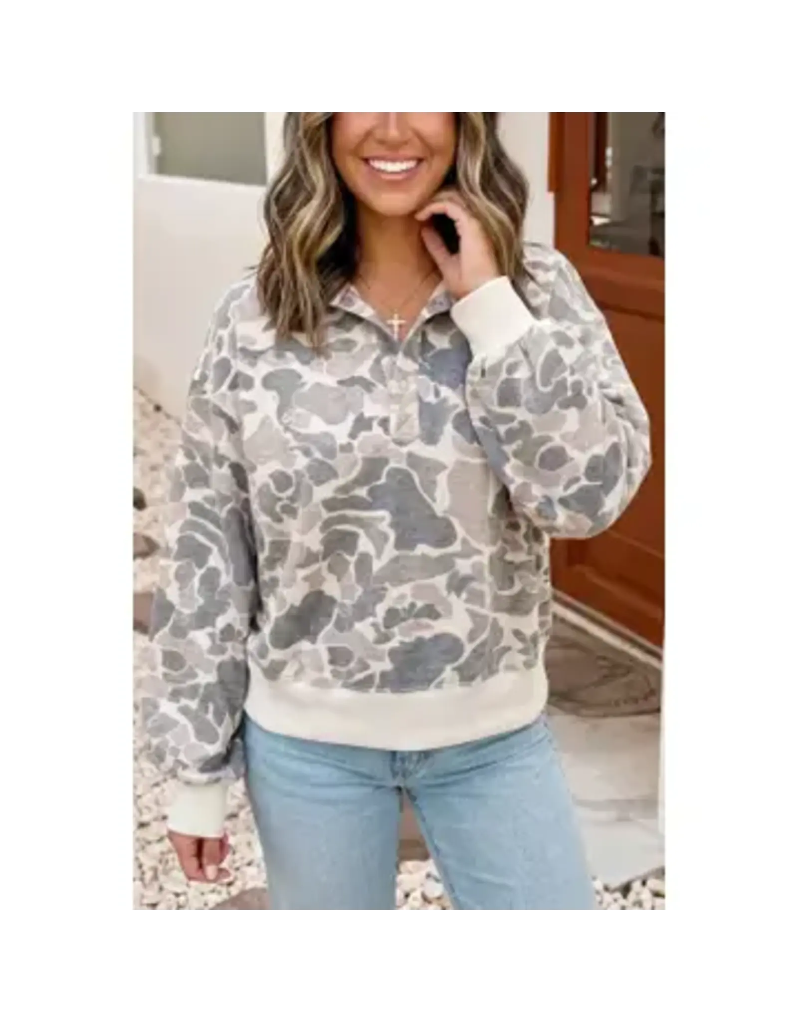 Caroline Camouflage Pullover Sweatshirt