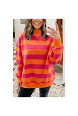 Candy Stripe Sweatshirt Pink Orange