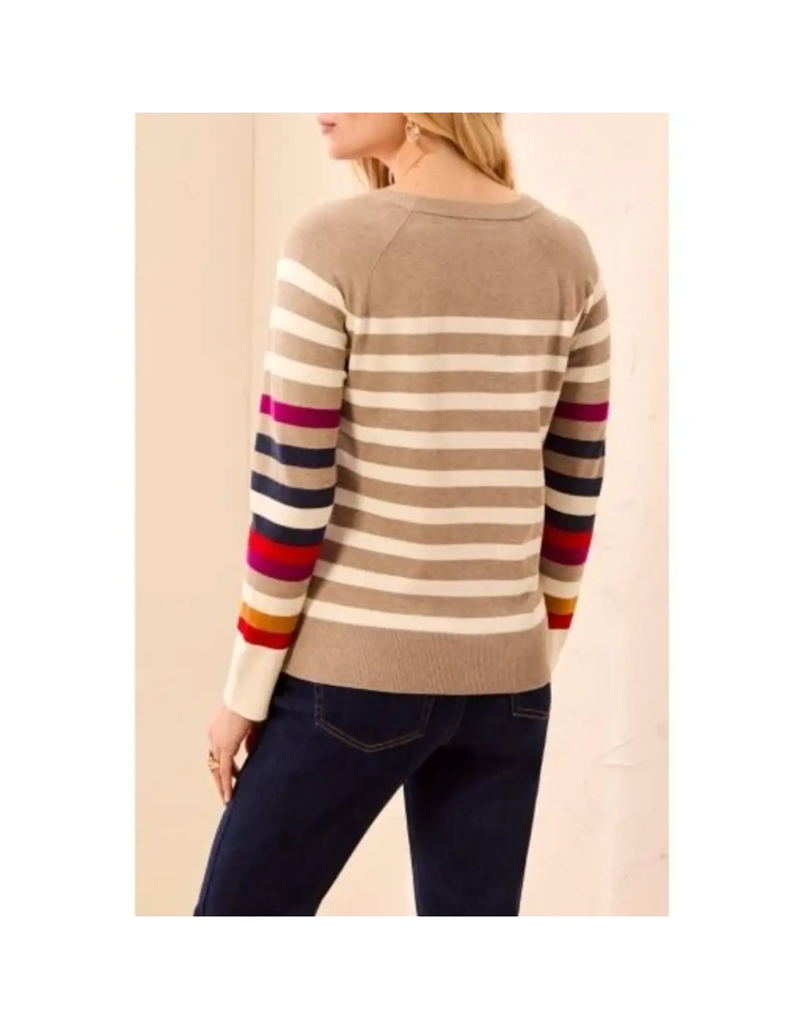 Tribal Tribal L/S Crew Neck Sweater Striped Fossil