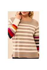 Tribal Tribal L/S Crew Neck Sweater Striped Fossil