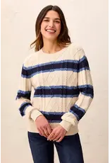 Tribal Tribal Cable Knit Stripe Crew Neck Sweater Stellar