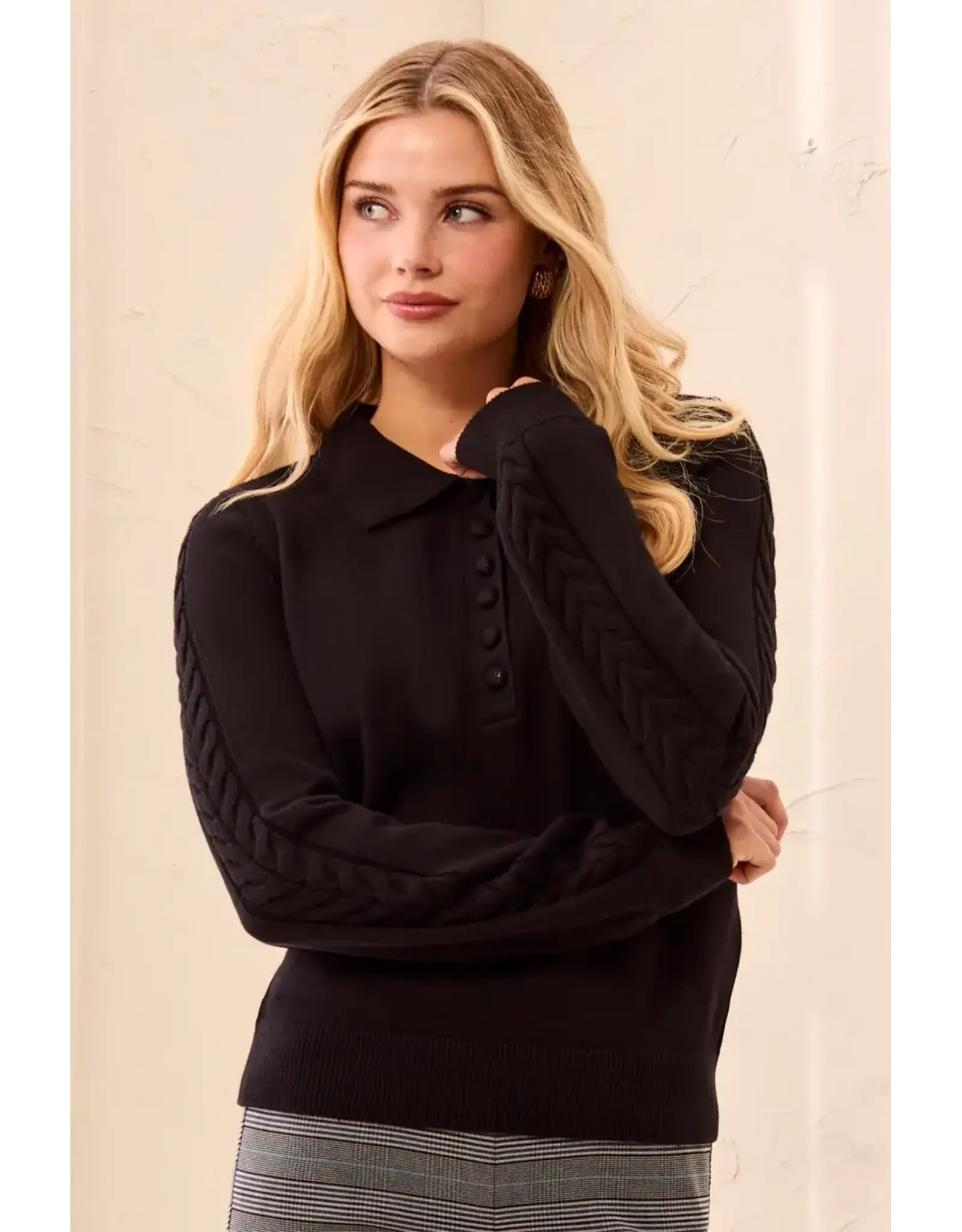 Tribal Tribal L/S Sweater w/Cable Details Jazzy