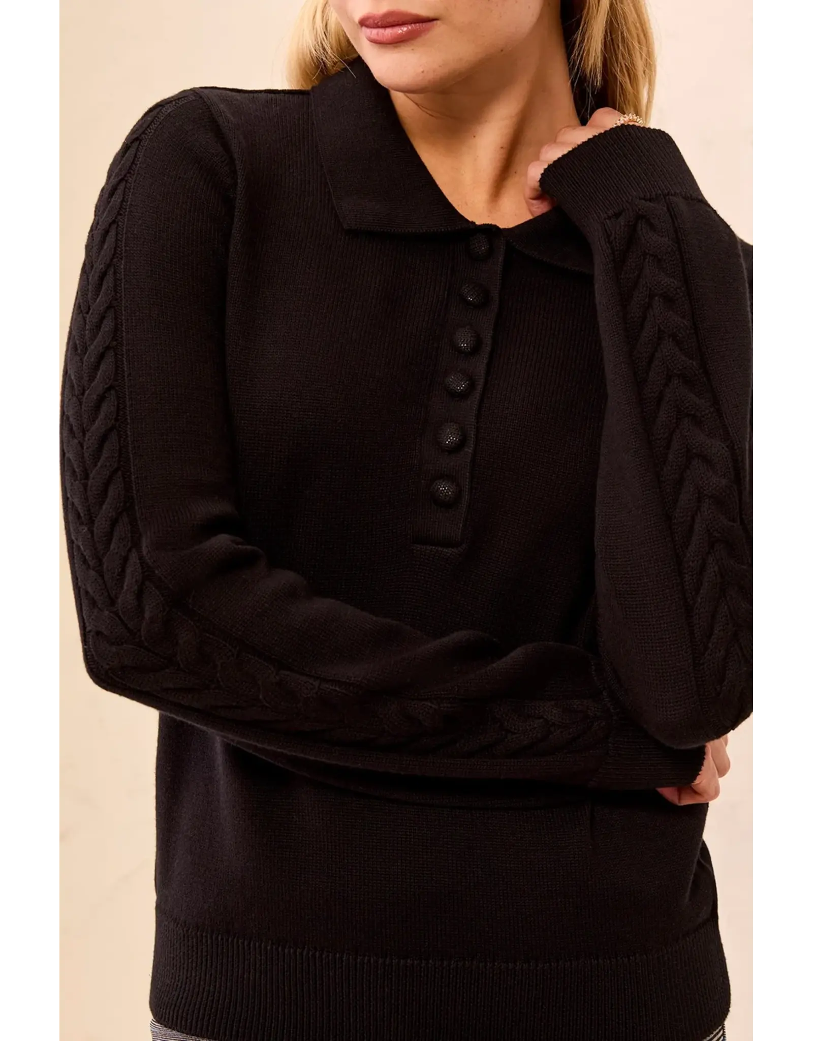 Tribal Tribal L/S Sweater w/Cable Details Jazzy