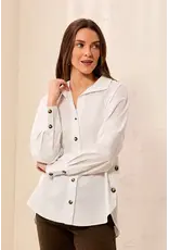 Tribal Tribal Poplin LS Button Front Side Placket Blouse White