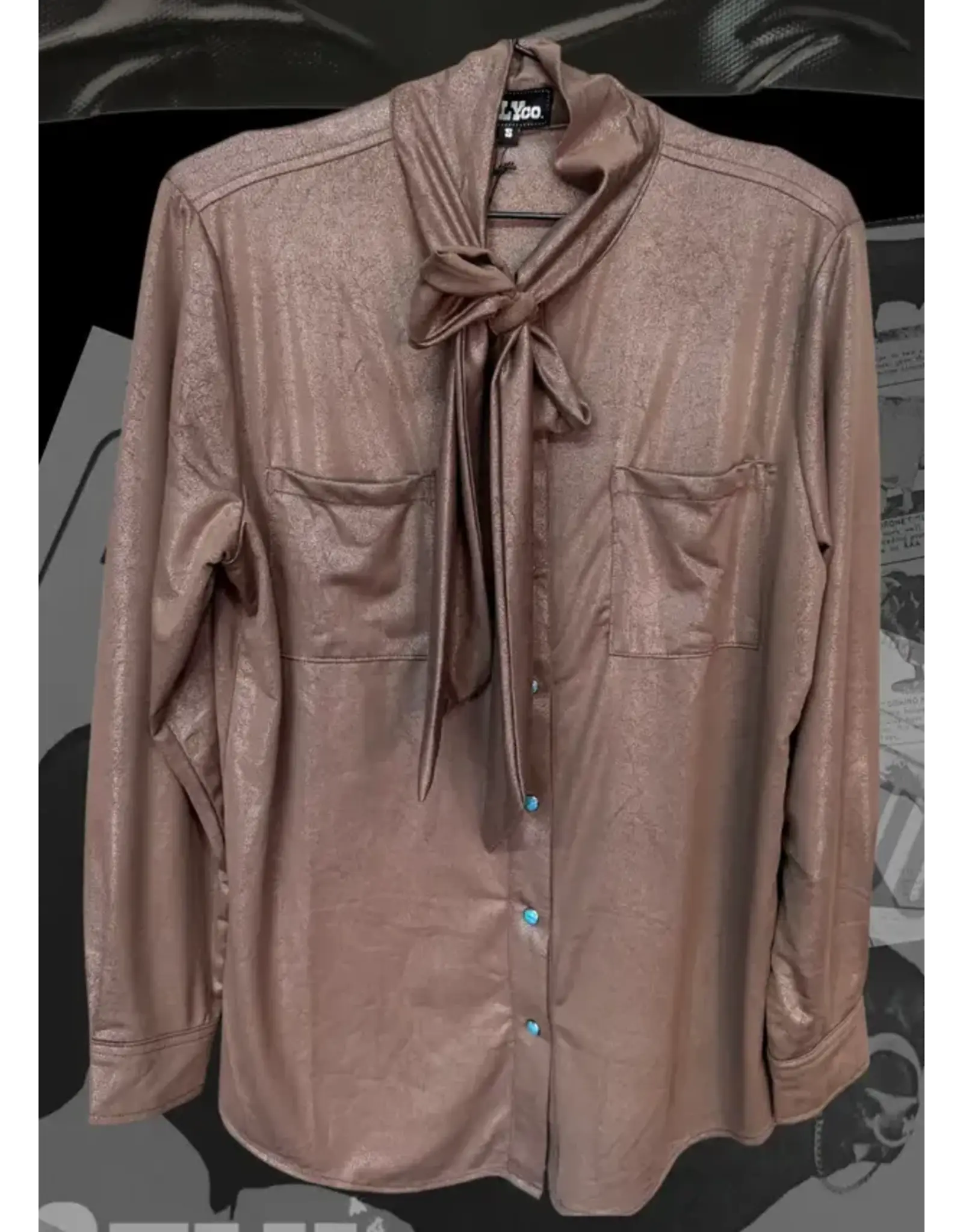 Leather Outlaw Mocha Button Blouse