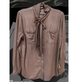 Leather Outlaw Mocha Button Blouse