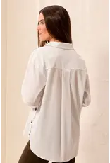 Tribal Tribal Poplin LS Button Front Side Placket Blouse White