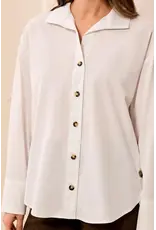 Tribal Tribal Poplin LS Button Front Side Placket Blouse White