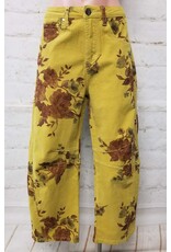 Maxine Mustard Floral Corduroy Barrel Pants