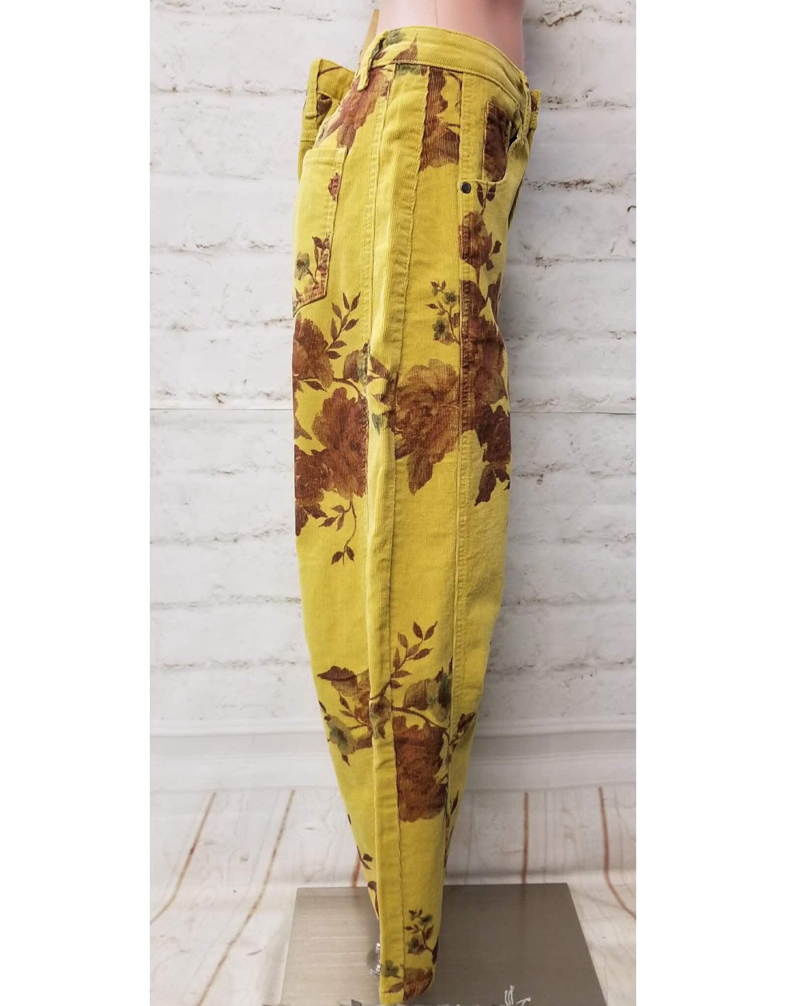 Maxine Mustard Floral Corduroy Barrel Pants