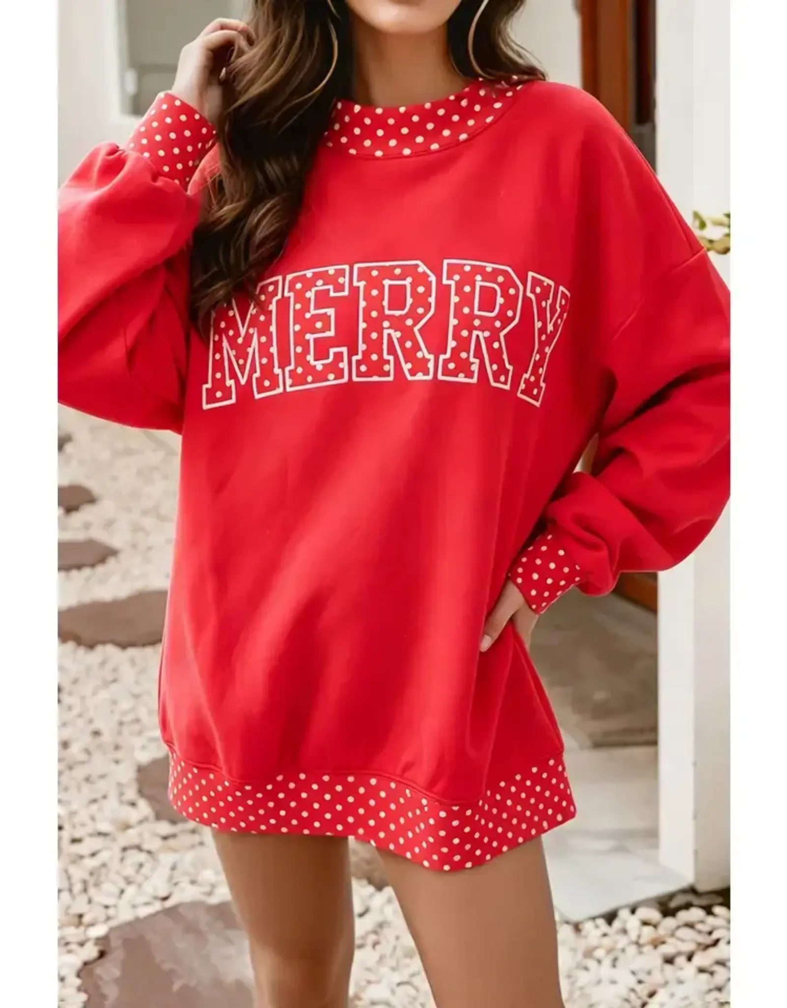Red Polka Dot Merry Sweatshirt