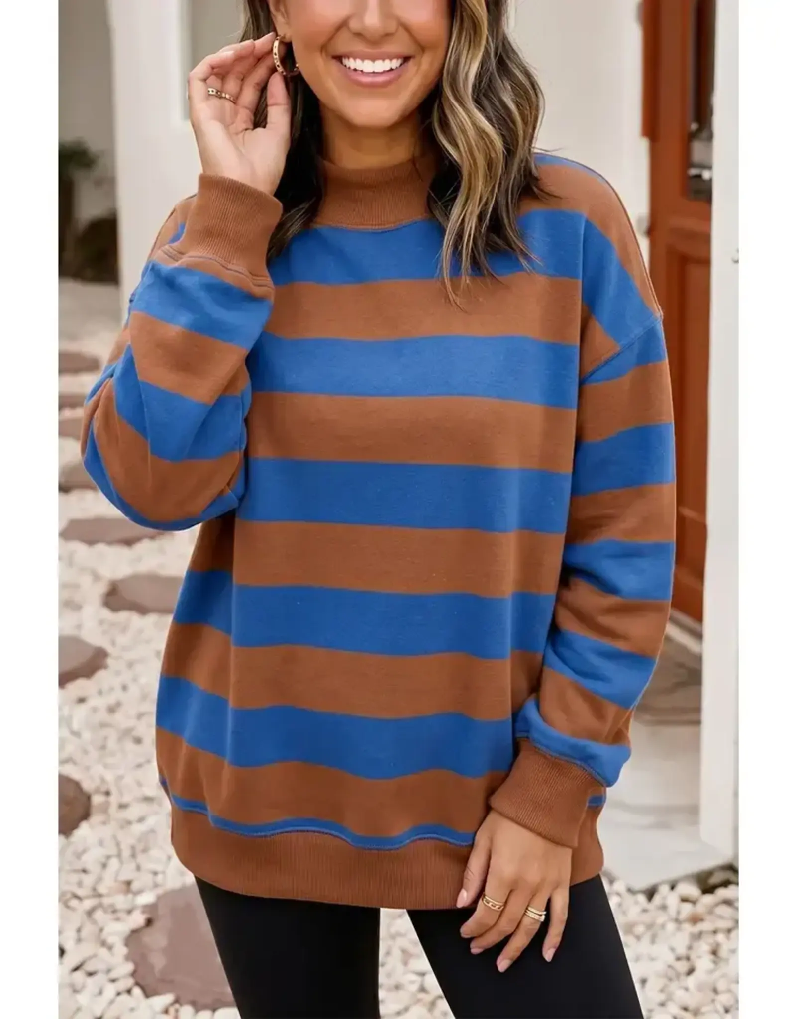 Candy Stripe Sweatshirt Brown Royal