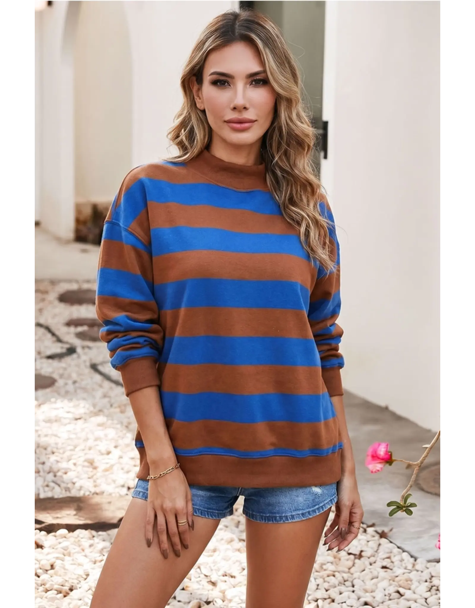 Candy Stripe Sweatshirt Brown Royal