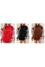 Anna Gingham Sleeve Sweatshirt