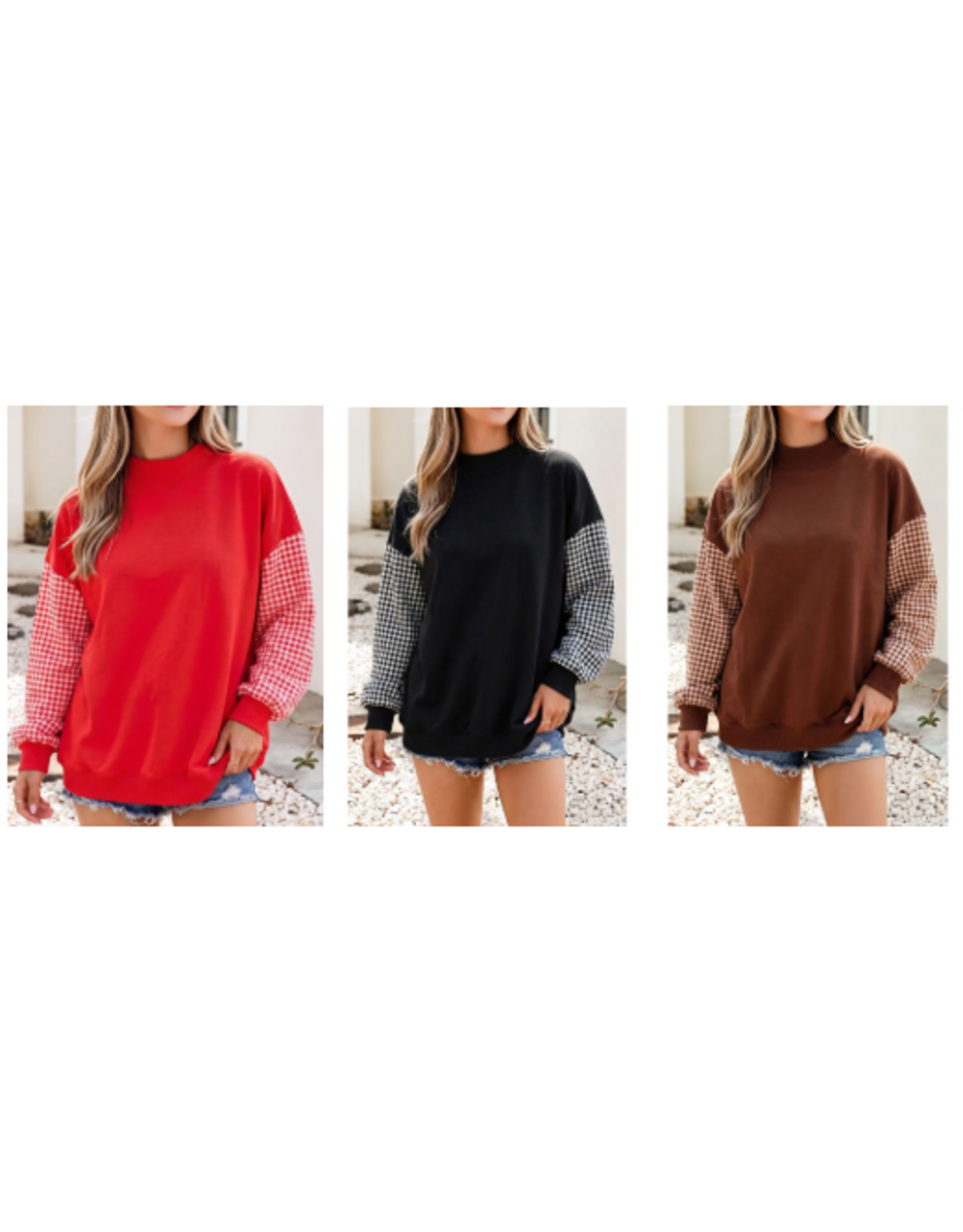 Anna Gingham Sleeve Sweatshirt
