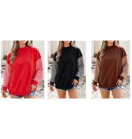 Anna Gingham Sleeve Sweatshirt