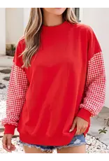 Anna Gingham Sleeve Sweatshirt