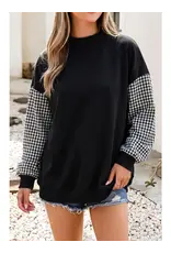 Anna Gingham Sleeve Sweatshirt