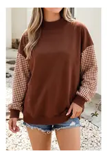 Anna Gingham Sleeve Sweatshirt