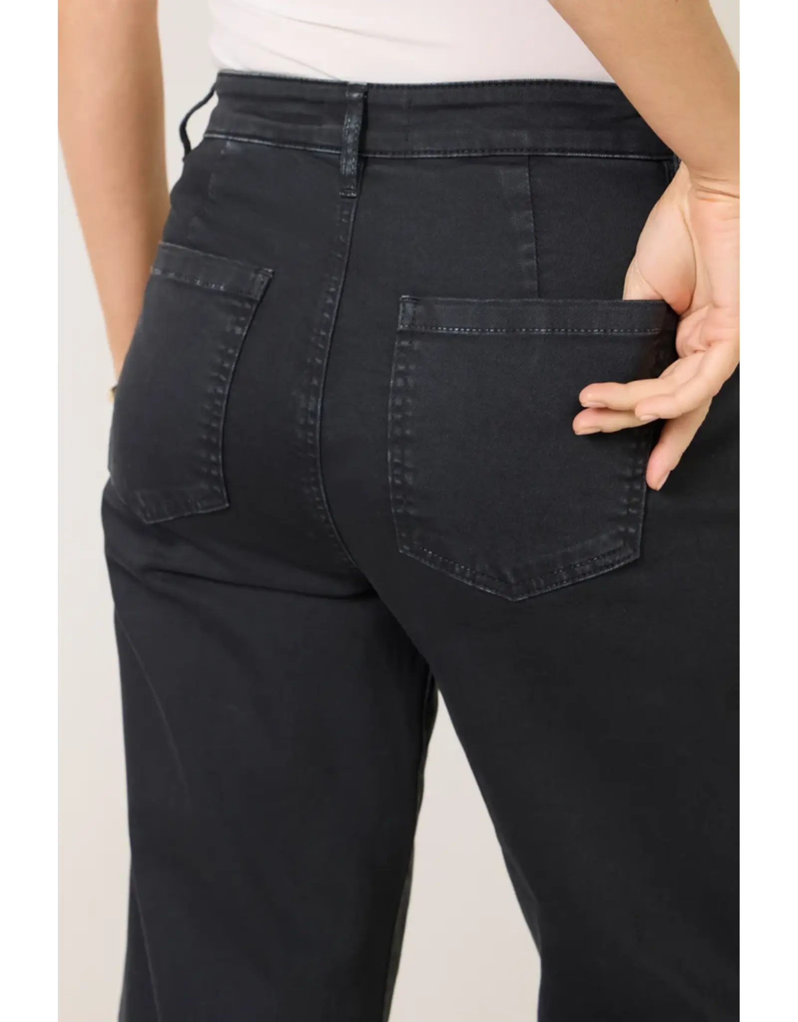 Kut from the Kloth / STS Blue KUT Meg High Rise Wide Leg Pant w/Zipper Front Pockets Matte Black