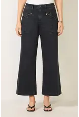 Kut from the Kloth / STS Blue KUT Meg High Rise Wide Leg Pant w/Zipper Front Pockets Matte Black