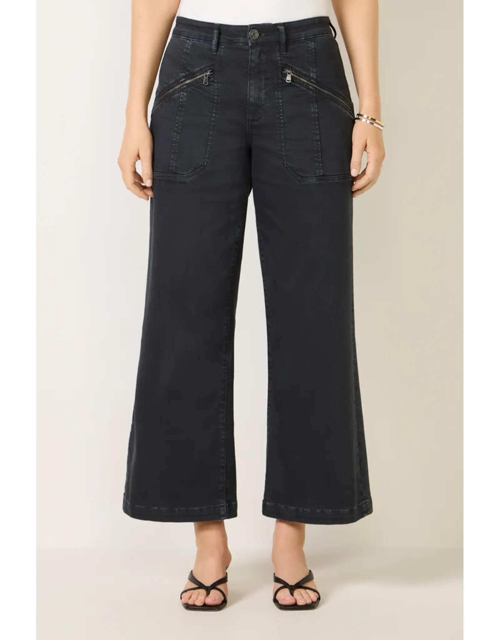 Kut from the Kloth / STS Blue KUT Meg High Rise Wide Leg Pant w/Zipper Front Pockets Matte Black