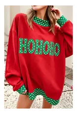 Ho Ho Ho Polka Dot Contrast Mock Neck Sweatshirt