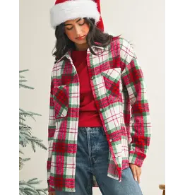 Merry Christmas Plaid Flannel Shacket