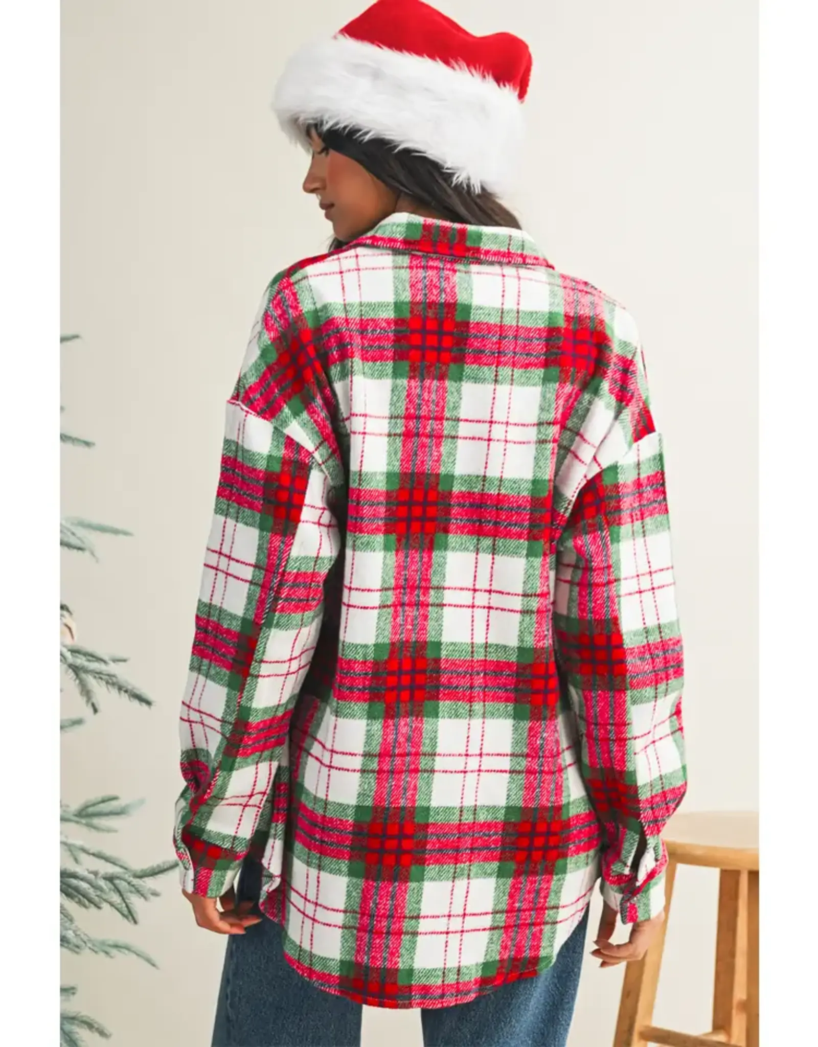 Merry Christmas Plaid Flannel Shacket