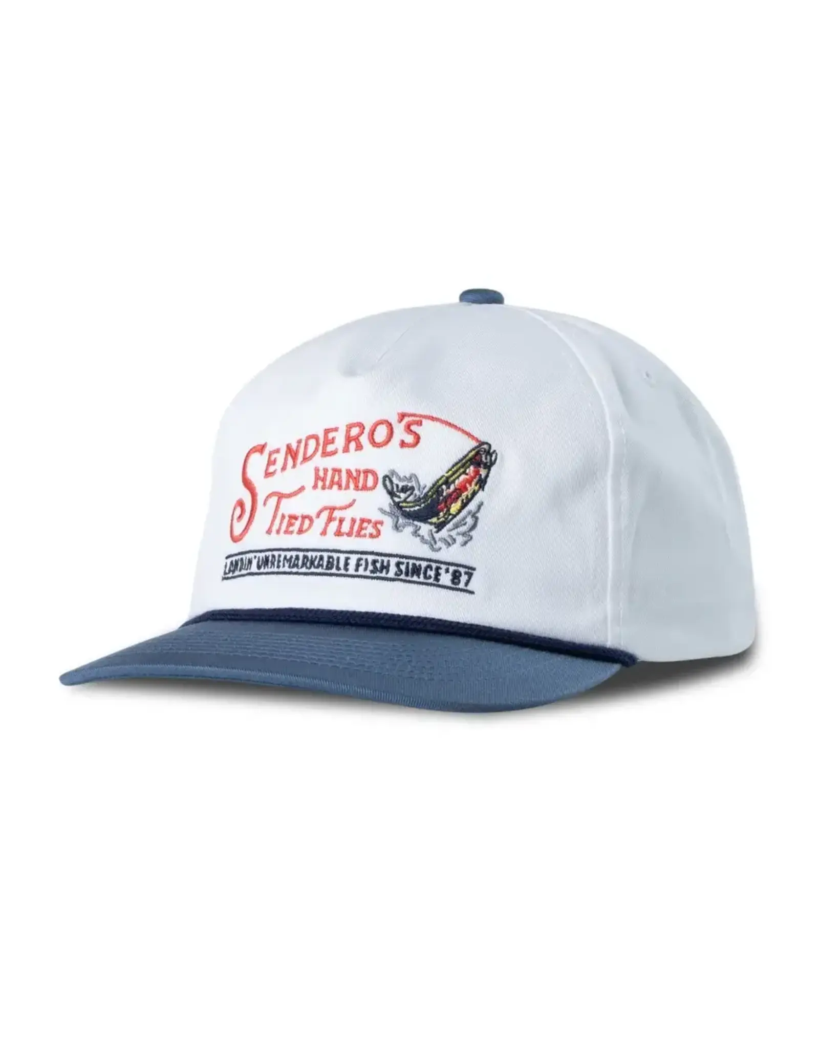 Sendero Hand Tied Flies Hat White/Navy