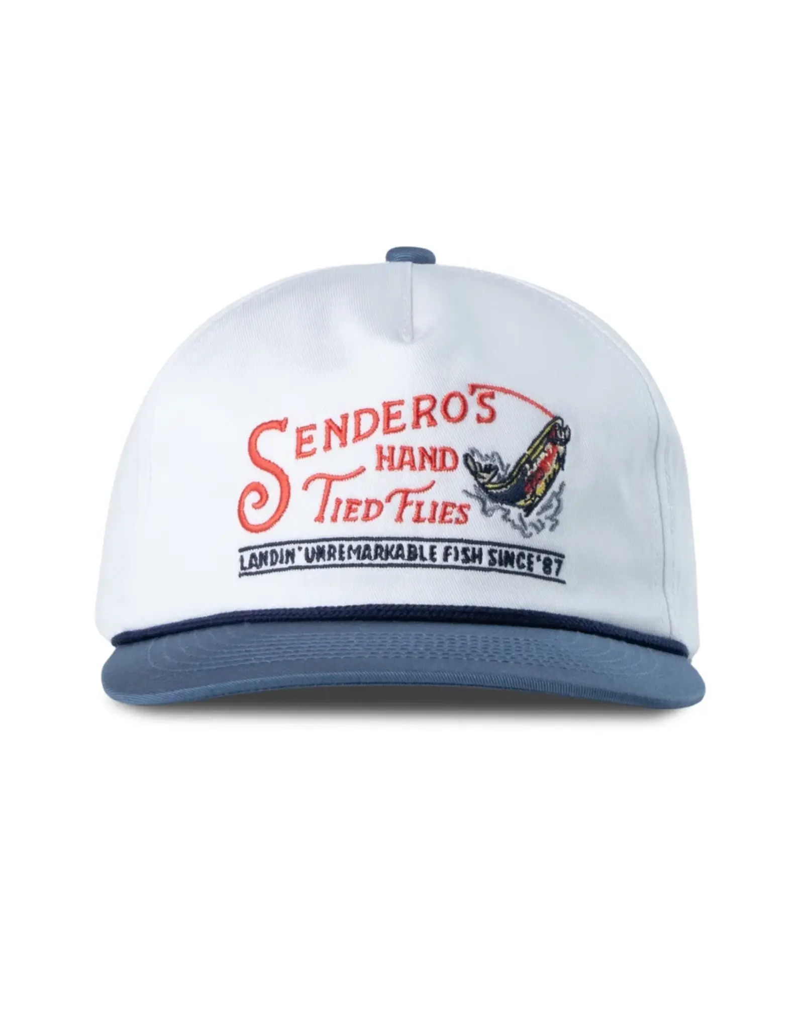 Sendero Hand Tied Flies Hat White/Navy